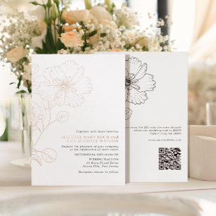 Minimalistisch Moderne Elegante Blume UAWG QR Zurü Folieneinladung