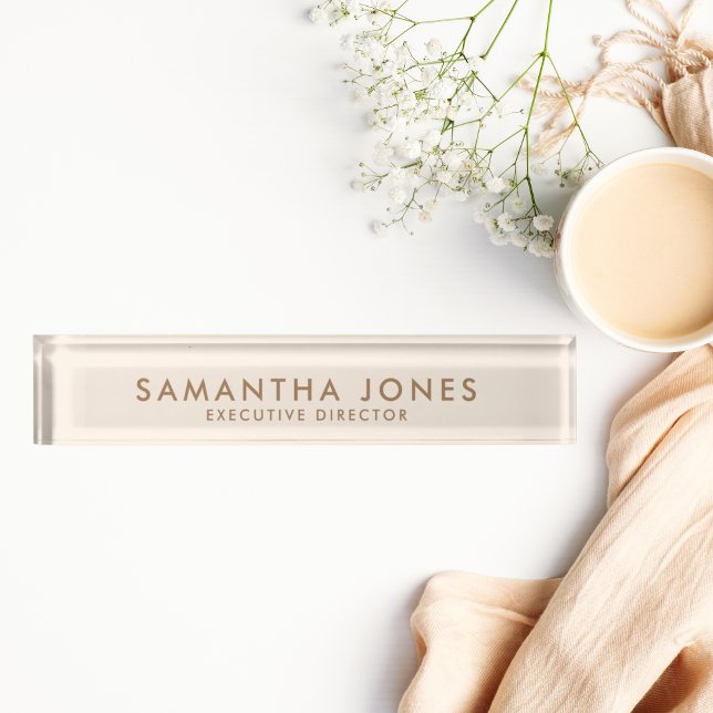 Minimalistisch Moderne Elegante Creme Namensplakette (simpl desk name plate professional modern, minimalist and elegant desk accessory)