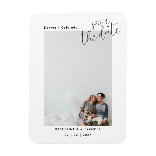 Minimalistisch Moderne Elegante Foto Save the Date Magnet (Vertikal)