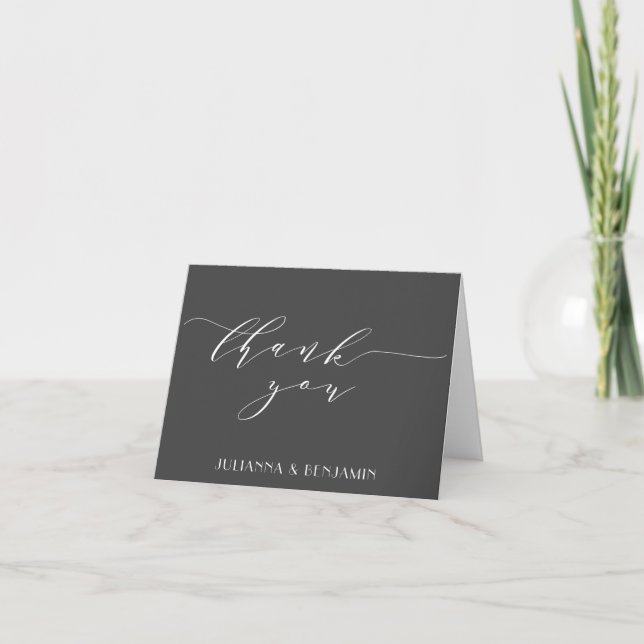 Minimalistisch Moderne, elegante Schwarz-weiße Dek Dankeskarte (Vorderseite)