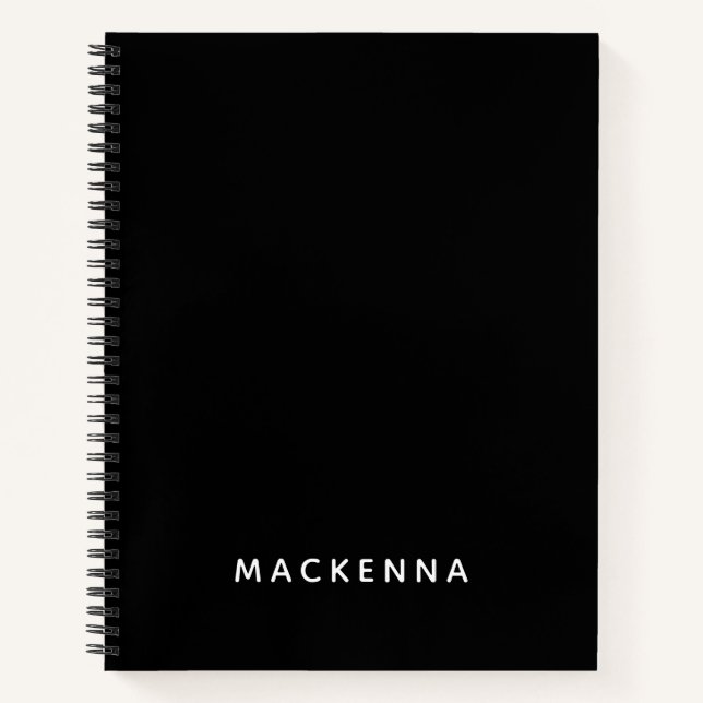 Minimalistisch Moderne Elegante Schwarze Personali Notizbuch (Vorderseite)