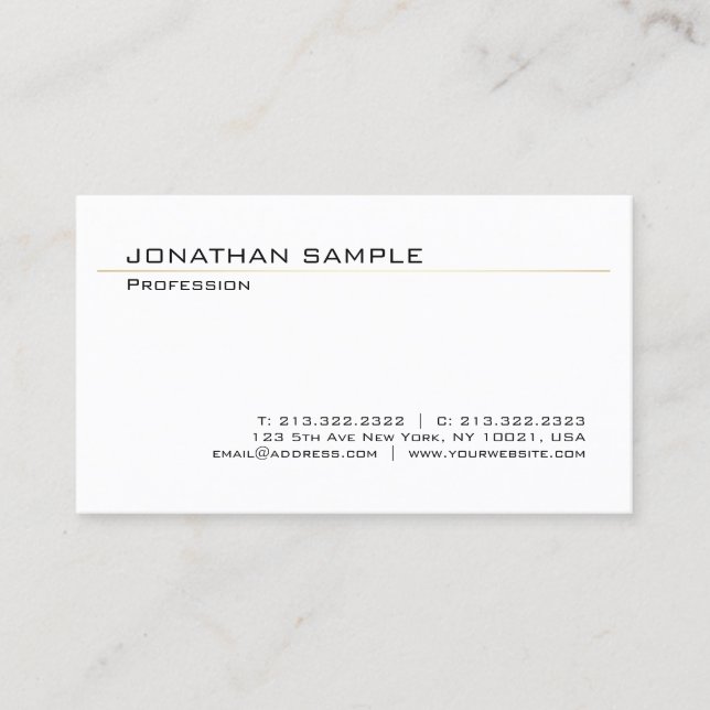Minimalistisch Moderne Elegante White Gold Trendy  Visitenkarte (Vorderseite)