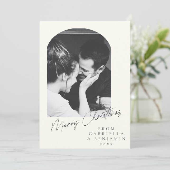 Minimalistisch Moderne Elegantes Foto Weihnachten (Stehend Vorderseite)