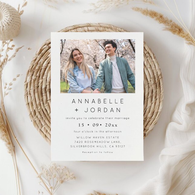 Minimalistisch Moderne Foto Hochzeit Einladung (Minimalist Modern Elegant Photo Wedding Invitation)