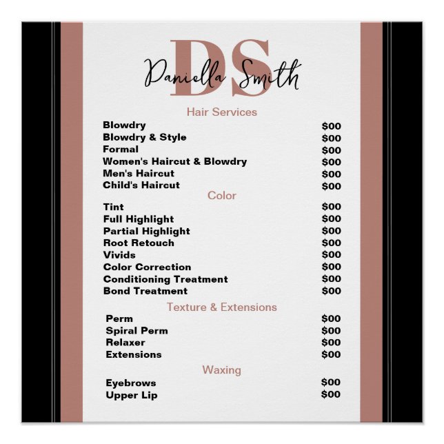 Minimalistisch Moderne Friseurin Poster (Vorderseite)