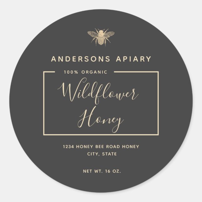 Minimalistisch Moderne Goldhhonigwanne Runder Aufkleber (Vorderseite)