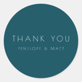 Minimalistisch Moderne Hochzeit Danke Aquamarin Runder Aufkleber