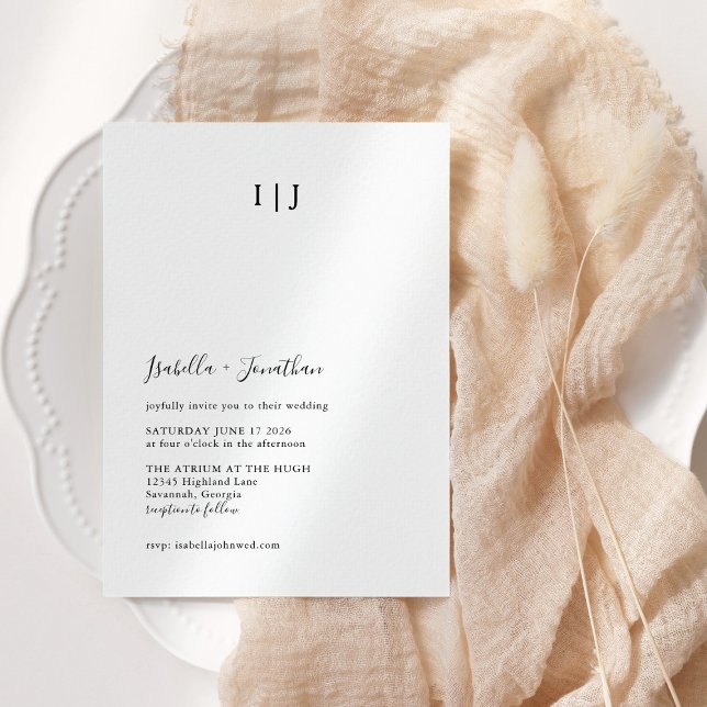 Minimalistisch Moderne klassische Hochzeit Schwarz Einladung (Von Creator hochgeladen)