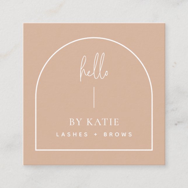 Minimalistisch Moderne rosa Blush Arch Schönheit Quadratische Visitenkarte (Vorderseite)