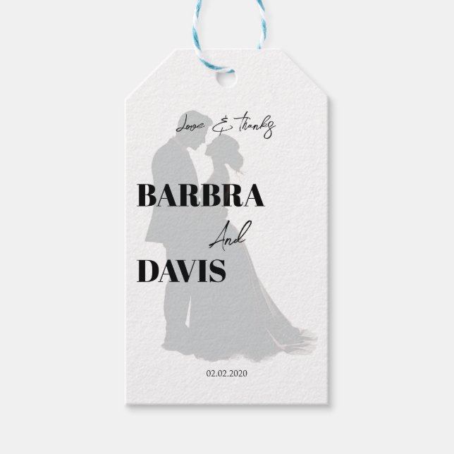 Minimalistisch Moderne Schwarz-Weiß-Silhouette Geschenkanhänger (Vorderseite)