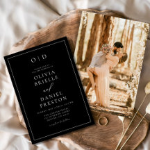 Minimalistisch Moderne Schwarz-weiße Foto Hochzeit