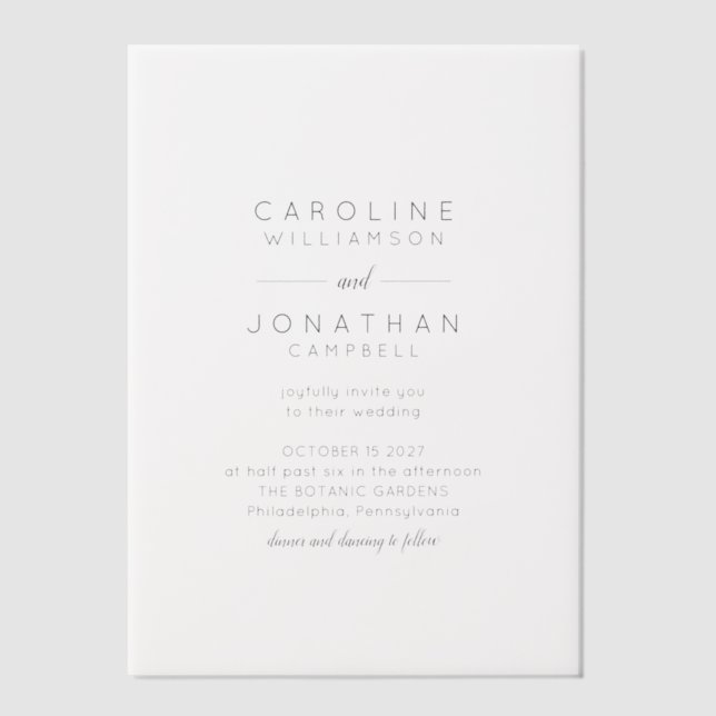 Minimalistisch Moderne Schwarz-weiße Hochzeit (Vorderseite)