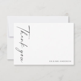 Minimalistisch Moderne Schwarz-weiße Hochzeit Dankeskarte