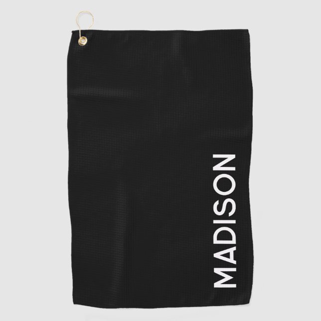 Minimalistisch Moderne Schwarz-weiße Personalisier Golfhandtuch (Vorderseite)