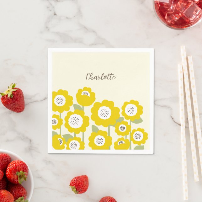 Minimalistisch Moderne Sonnenblume Minimaler Indiv Serviette (Beispiel)