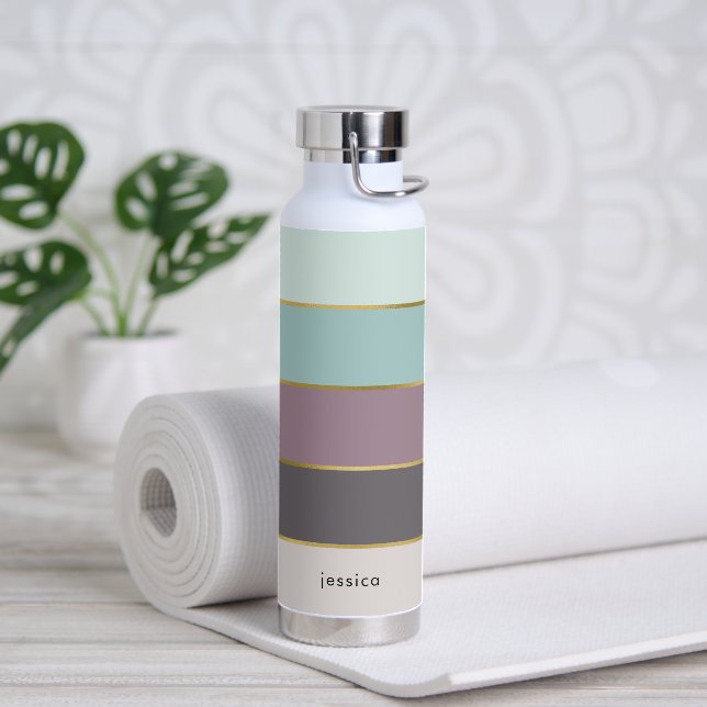 Minimalistisch Moderne Streifen Personalisiert Trinkflasche (Yoga)