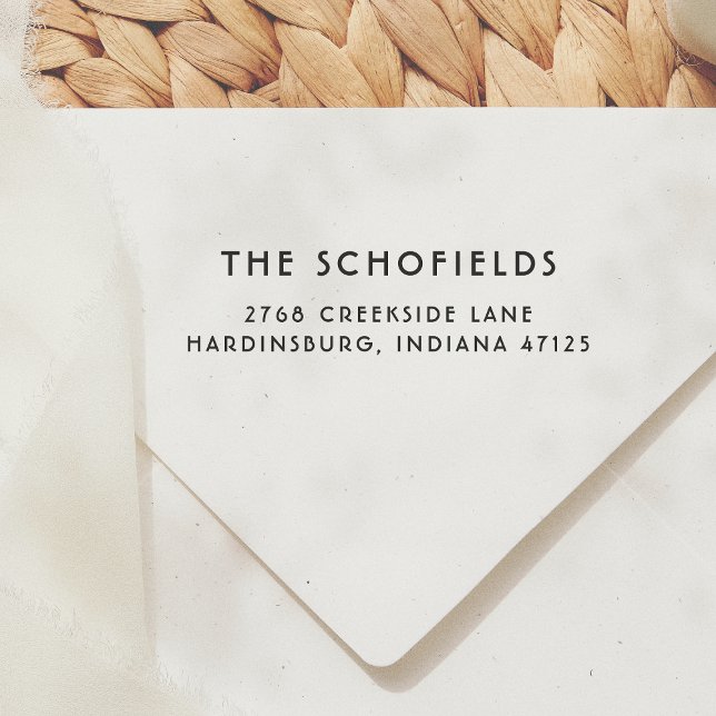 Minimalistisch Moderner Deko Name & Rücksendeadres Gummistempel (Von Creator hochgeladen)