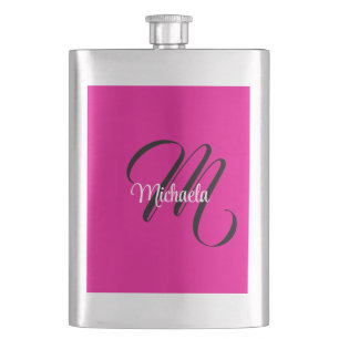 Minimalistisch moderner Monogramm Anfangsname heiß Flachmann