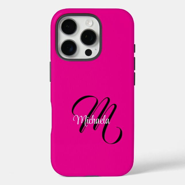Minimalistisch moderner Monogramm Anfangsname heiß iPhone 16 Pro Hülle (Rückseite)