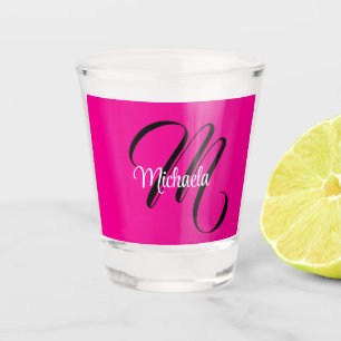 Minimalistisch moderner Monogramm Anfangsname heiß Schnapsglas
