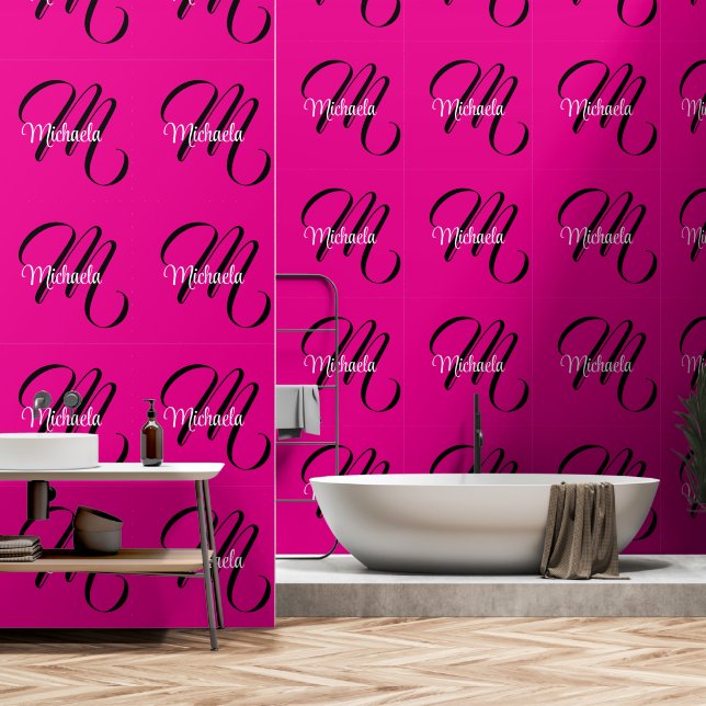 Minimalistisch moderner Monogramm Anfangsname heiß Tapete (Badezimmer)