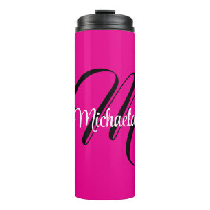 Minimalistisch moderner Monogramm Anfangsname heiß Thermosbecher