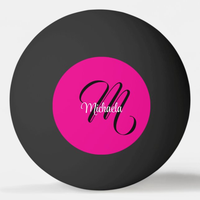 Minimalistisch moderner Monogramm Anfangsname heiß Tischtennisball (Vorderseite)