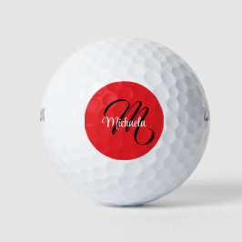 Minimalistisch moderner Monogramm Anfangsname rot Golfball