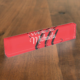 Minimalistisch moderner Monogramm Anfangsname rot Namensplakette