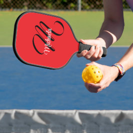 Minimalistisch moderner Monogramm Anfangsname rot Pickleball Schläger