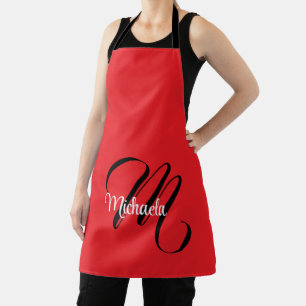 Minimalistisch moderner Monogramm Anfangsname rot Schürze