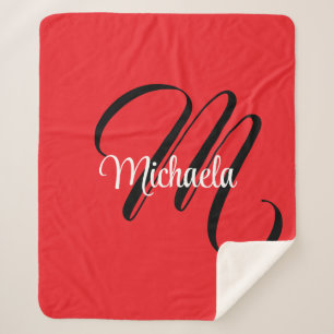 Minimalistisch moderner Monogramm Anfangsname rot Sherpadecke