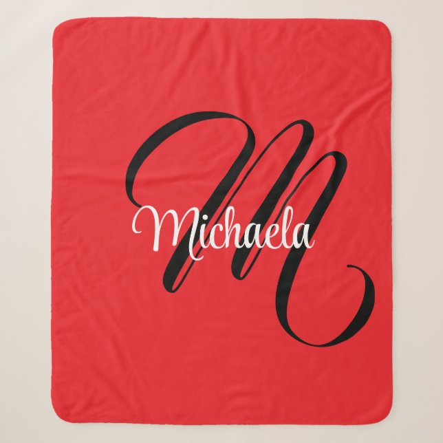 Minimalistisch moderner Monogramm Anfangsname rot Sherpadecke (Vorderseite)