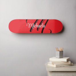 Minimalistisch moderner Monogramm Anfangsname rot Skateboard