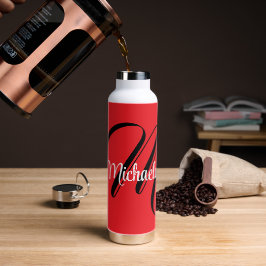 Minimalistisch moderner Monogramm Anfangsname rot Trinkflasche