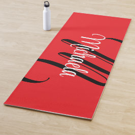 Minimalistisch moderner Monogramm Anfangsname rot Yogamatte