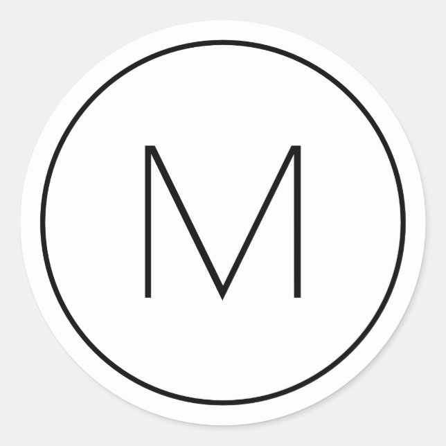 Minimalistisch Moderner Schwarzer Single Brief Mit Runder Aufkleber (Vorderseite)