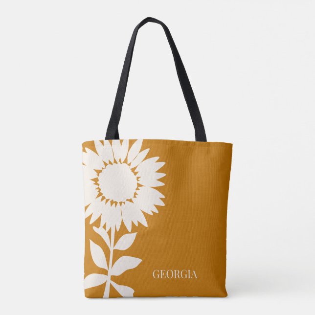 Minimalistisch Moderner Sonnenblumen-Individuelle  Tasche (Rückseite)