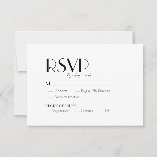 Minimalistisch Modernes Art Déco RSVP Karte (Vorderseite)