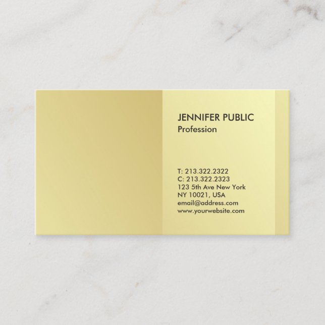 Minimalistisch Modernes Berufliches Elegantes Gold Visitenkarte (Vorderseite)