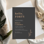 Minimalistisch Modernes Blattwerk 40. Geburtstag Einladung<br><div class="desc">Das 40. Geburtstagsfest lädt Sie zu einer Hochzeit ein. Freuen Sie sich auf einen gepflegten Schriftart im Hintergrund der Holzkohle. Diese Einladung ist perfekt für jede Jahreszeit. Für eine erweiterte Anpassung dieses Designs, z.B. das Ändern des Layouts, des Schriftartes oder der Textgröße, klicken Sie bitte auf den obigen Button "KENNEN"....</div>