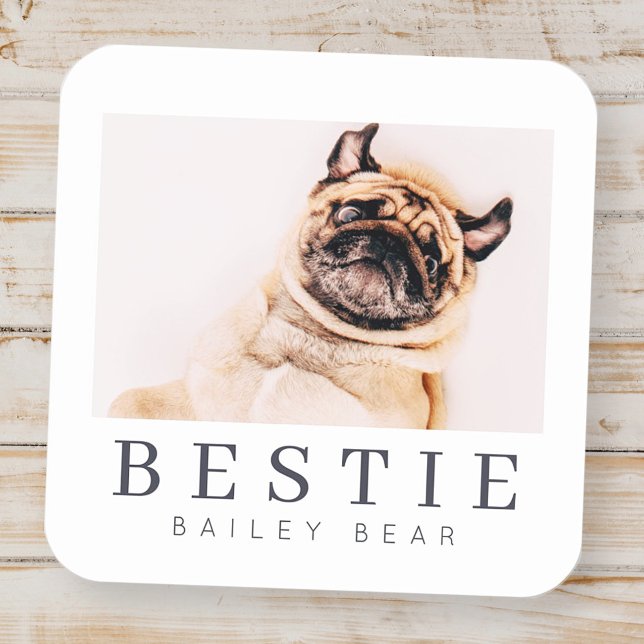 Minimalistisch Modernes Chic Pet Bestie BESTE FREU Quadratischer Aufkleber (Von Creator hochgeladen)