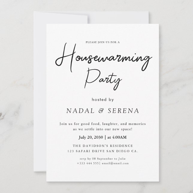 Minimalistisch Modernes elegantes Party zur Housew Einladung (Vorderseite)