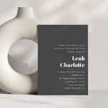 Minimalistisch Modernes, feines schwarzes Bat Mitz Einladung<br><div class="desc">Modernes Minimalistisches Retro Simple Wedding Bat Mitzvah Einladung in Schwarz</div>