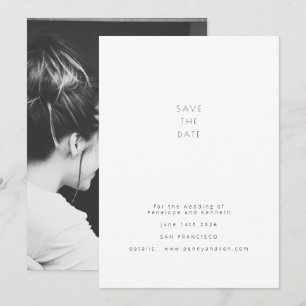 Minimalistisch Modernes Foto Elegante Weiße Hochze Save The Date