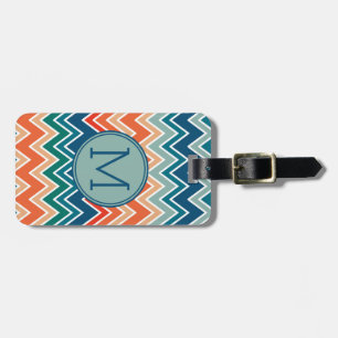 Minimalistisch Modernes Monogramm Elegantes Zickza Gepäckanhänger