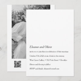 Minimalistisch Modernes Schwarz-weißes Foto QR Hoc Einladung