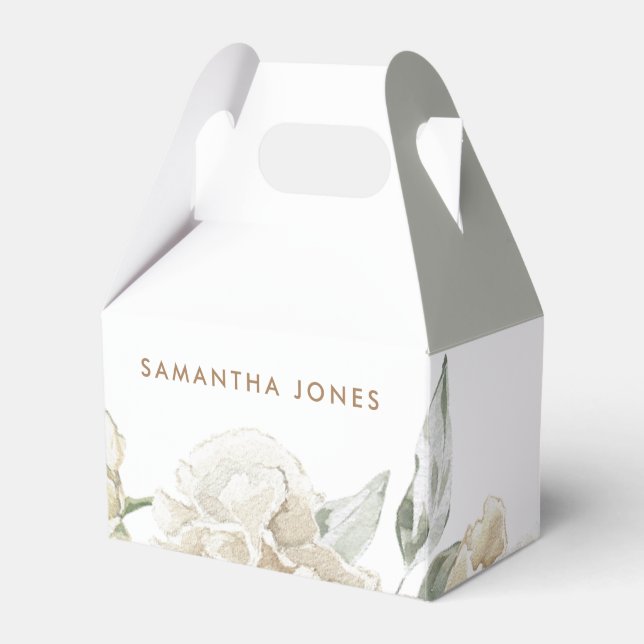 Minimalistisch Modernes Weißes Peonie-Gebirge Geschenkschachtel (Vorderseite)