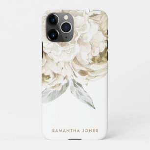 Minimalistisch Modernes Weißes Peonie-Gebirge iPhone 11Pro Hülle