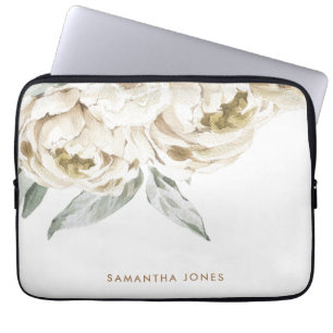 Minimalistisch Modernes Weißes Peonie-Gebirge Laptopschutzhülle